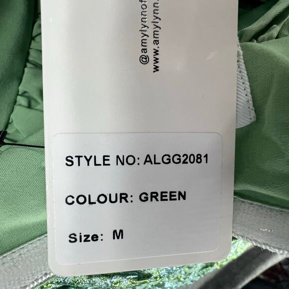 Dolls Kill Amylynn Sara Mini Dress M Green Brocade Bandeau Strapless Party NEW - Picture 9 of 14